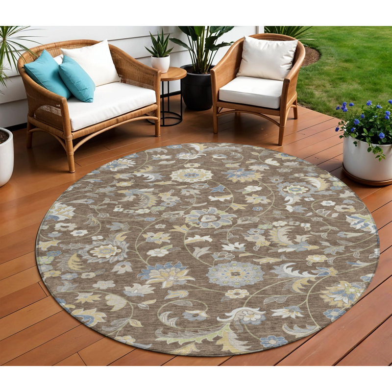 Tapis floral rond 8 po
