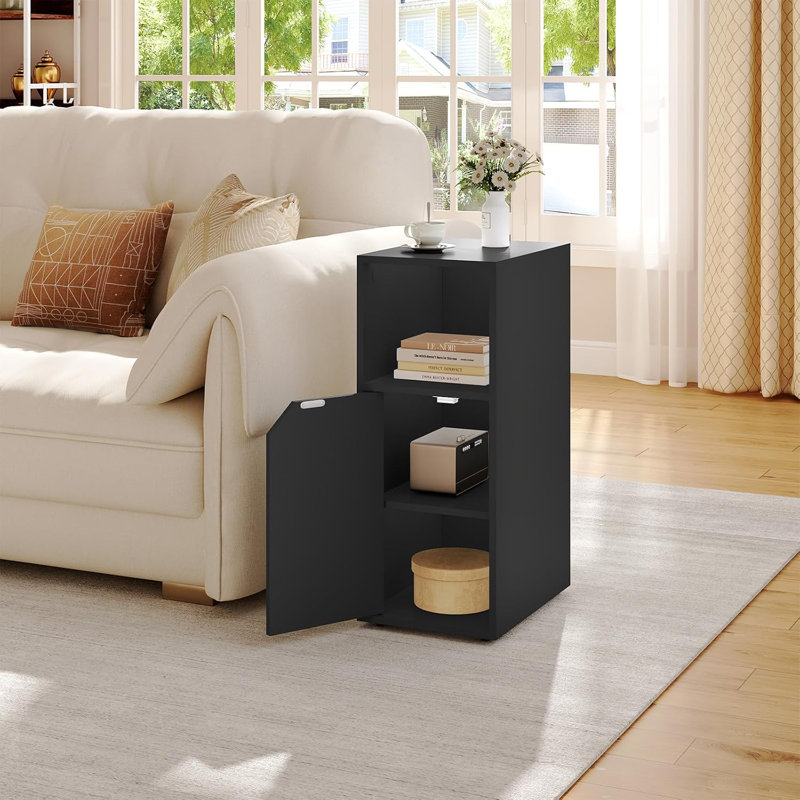 Reoven 25cm W Manufactured Wood Bedside Table, Black