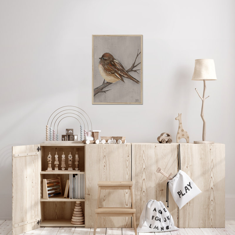 Winter Bird III 1 Piece Painting, 80cm H x 55cm W, Natural Wood Framed Paper Print