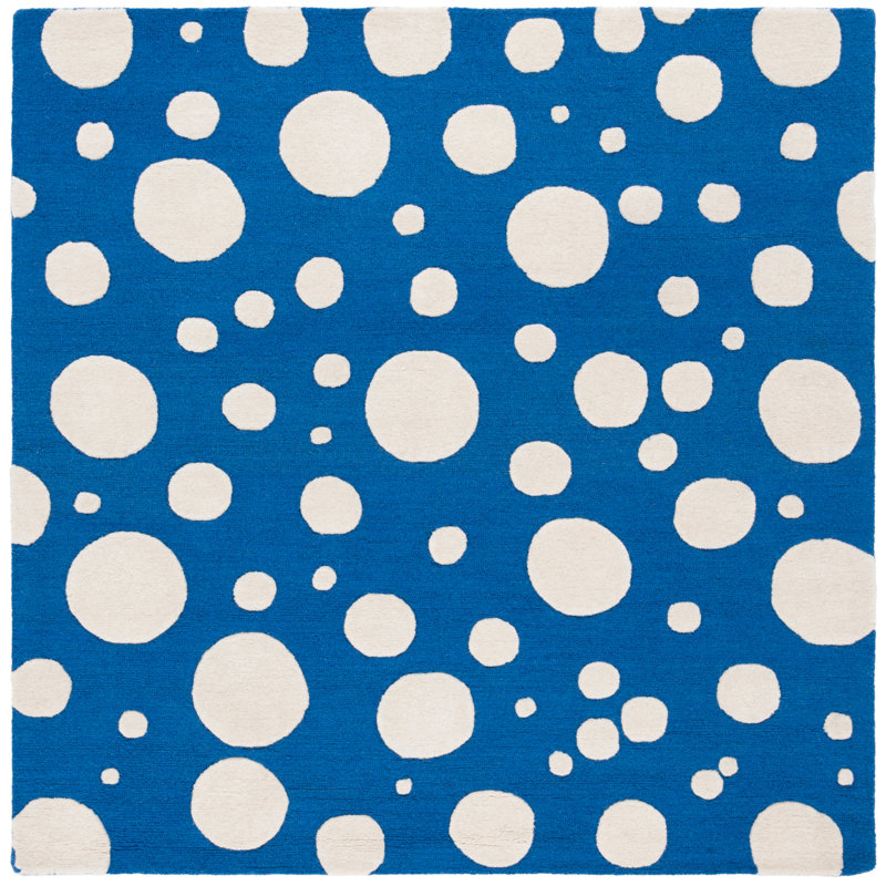 Camey Cotton Polka Dots Indoor Rug, Square 6'