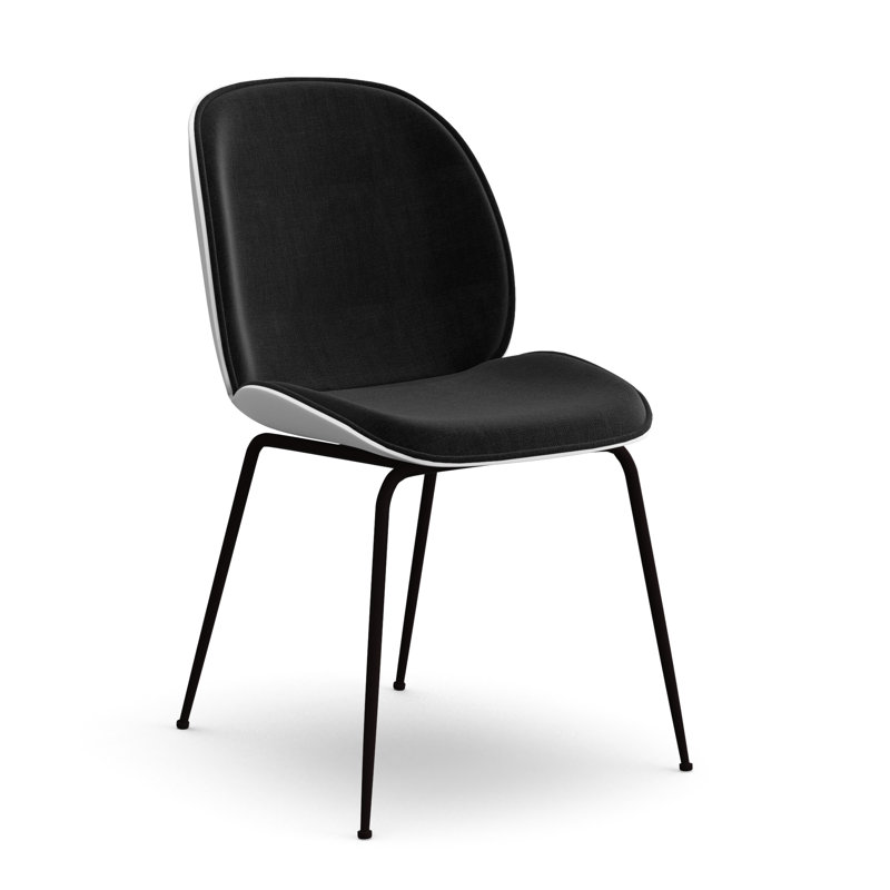 17.5'' H Velvet Upholstered Side Chair, White/Black