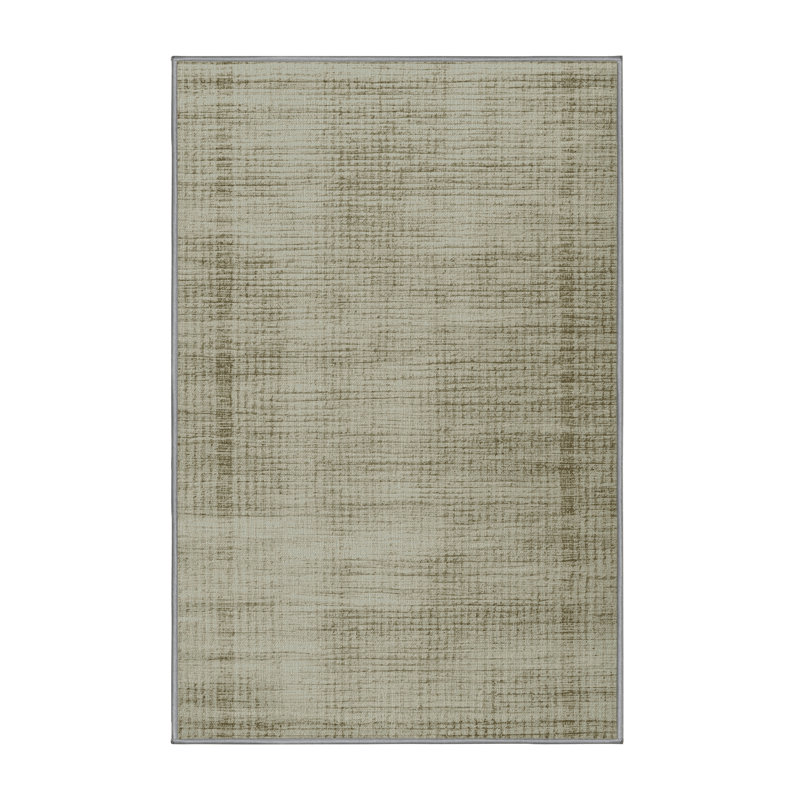 Machine Washable Abstract Gray Area Rug, Rectangle 7' x 10'