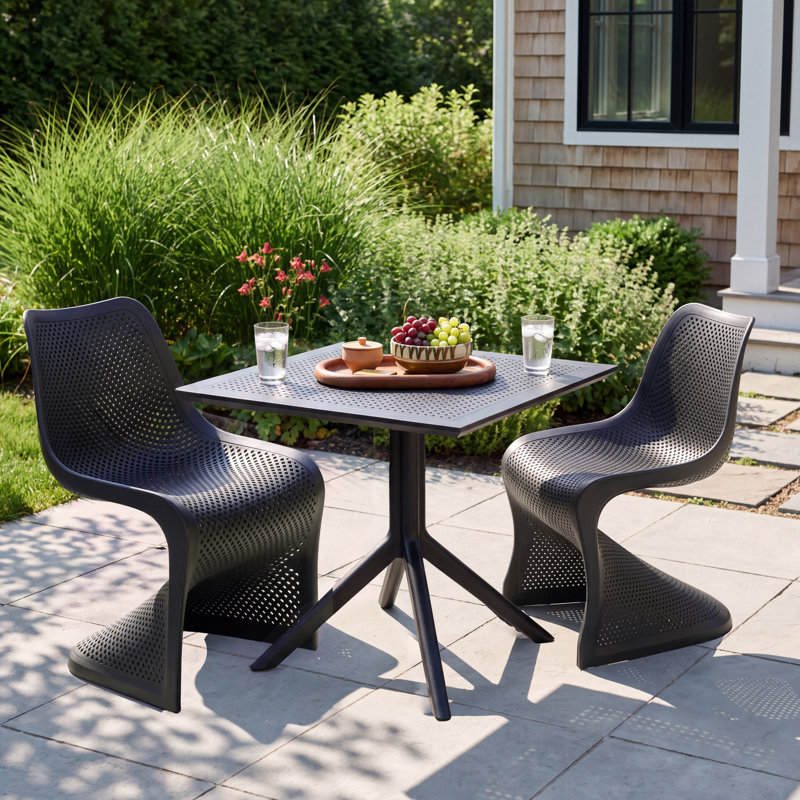 Farrah Patio 3 Piece Bistro Set, Black