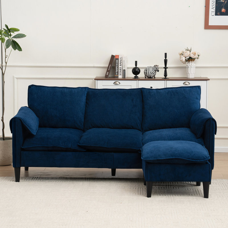 78.74 "l-shaped Sofa With Storage Pedal, Suitable For Living Room, Apartment, Office, Small Space, Blue