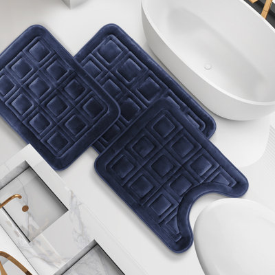 Ensemble de 3 tapis de bain gaufrés en mousse viscoélastique absorbante ultra douce