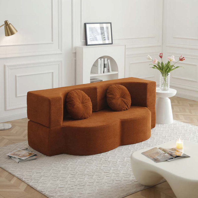 Canapé-lit pliant en mousse, canapé-lit pliant avec coussin, Orange