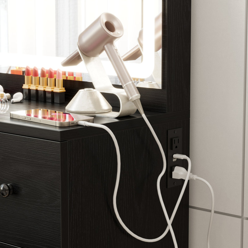 Makeup Vanity Desk with LED Mirror & 7 Drawers