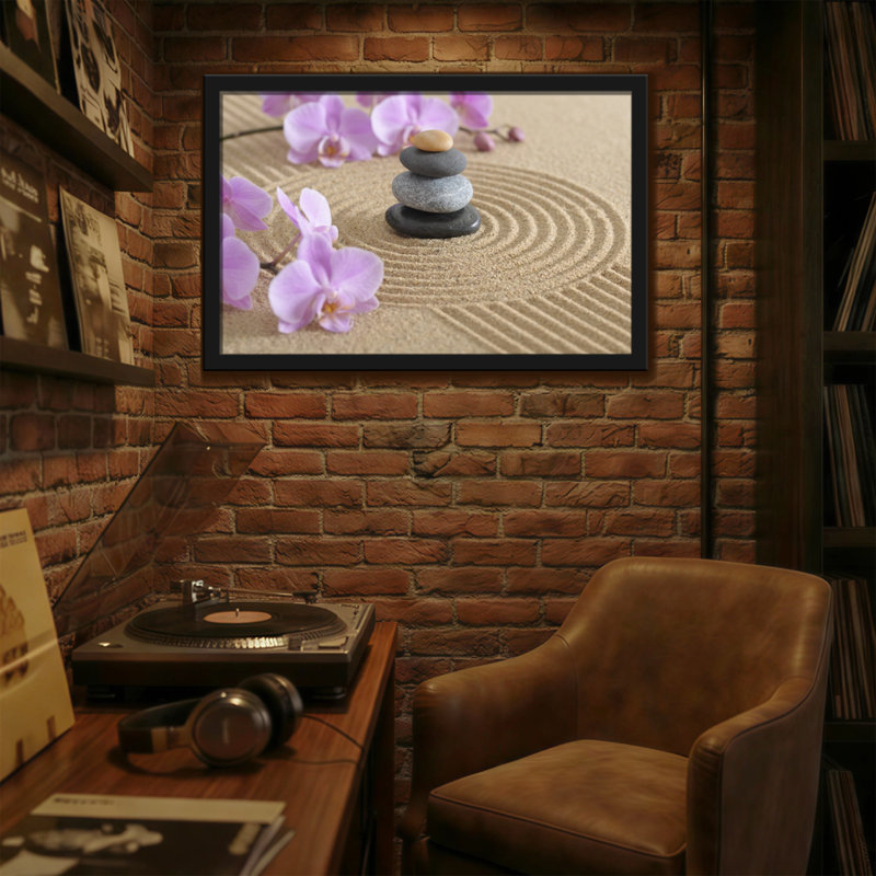 Fashion Zen pierres de jardin et orchidées mauves, H 24 po x l 36 po