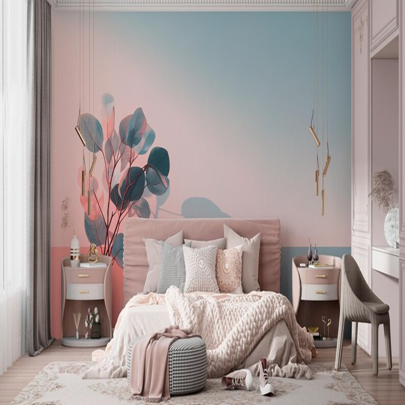 Papier peint botanique Minimal Pastel, L 108 po x l 96 po