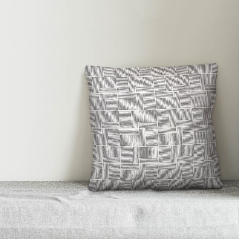  Blocks Throw Pillow, 18" x 18", Gray Geometric 1