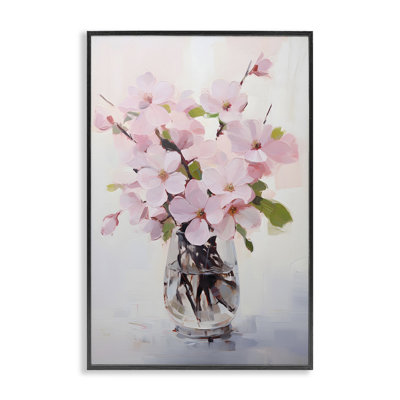 Vase fleur rose Rosy, estampe numérique encadrée par Petals Prints Design