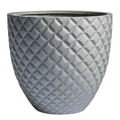 Pot à fleurs fait à la main Winderst - Fibre de verre grise - diamètre 20 po