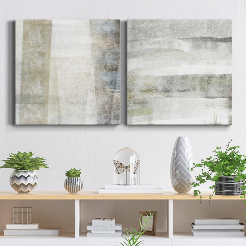 Highland Fog III - ensemble de 2 reproductions d'art sur toile tendue, H 32 po x l 64 po x P 1 po