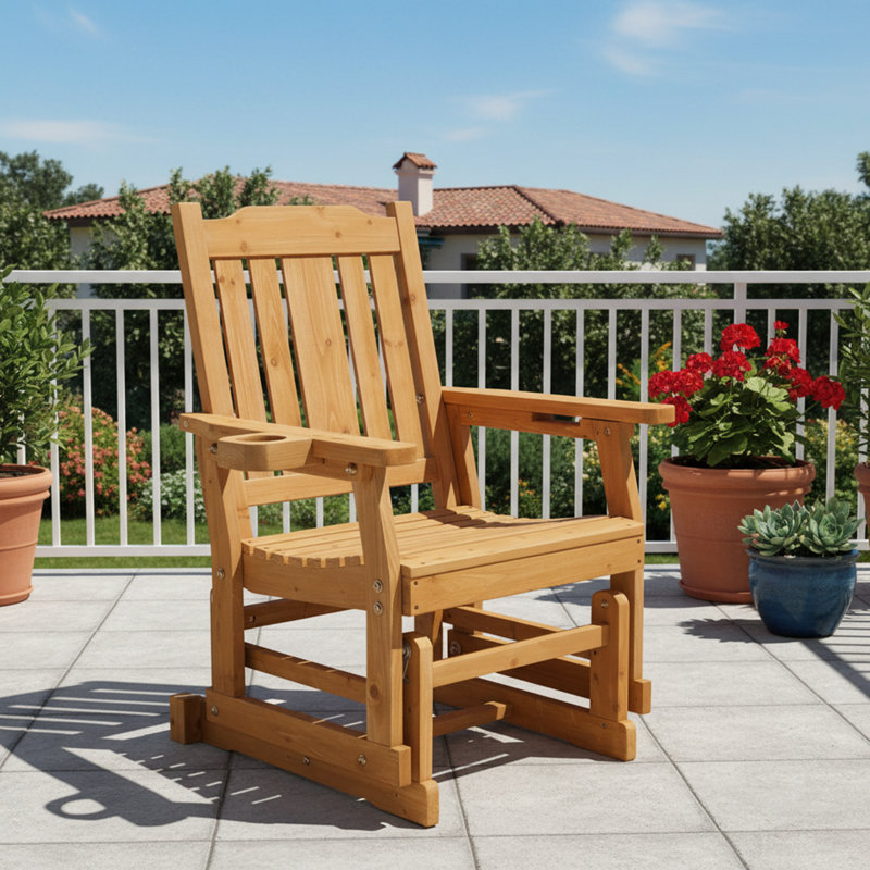 Fauteuil oscillant classique en bois de sapin au fini teck Classic
