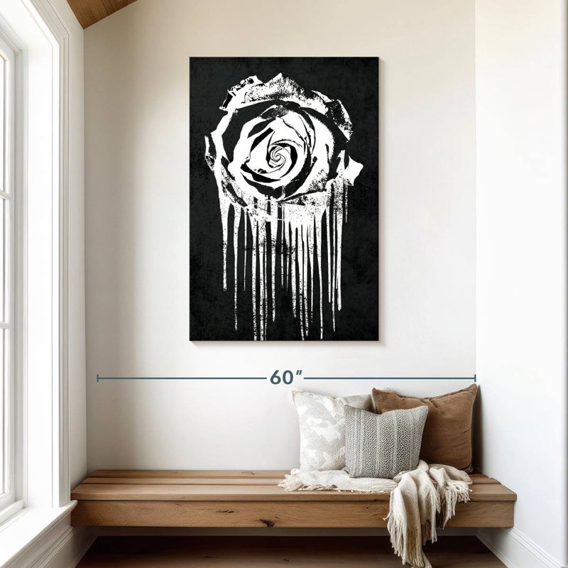 Harnek White Rose Paint Drip, 45" H x 30" W
