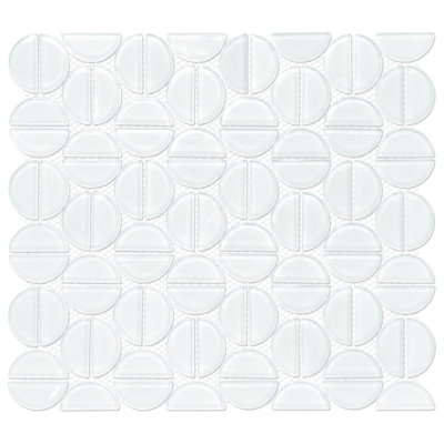 11.8" x 13.6" Glossy Semicircle Glass Wall Mosaic Tile