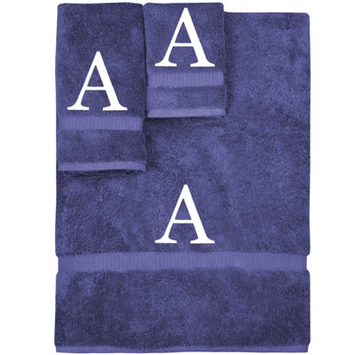 Ensemble de serviettes monogrammées - ensemble de 3 - lettre-bloc