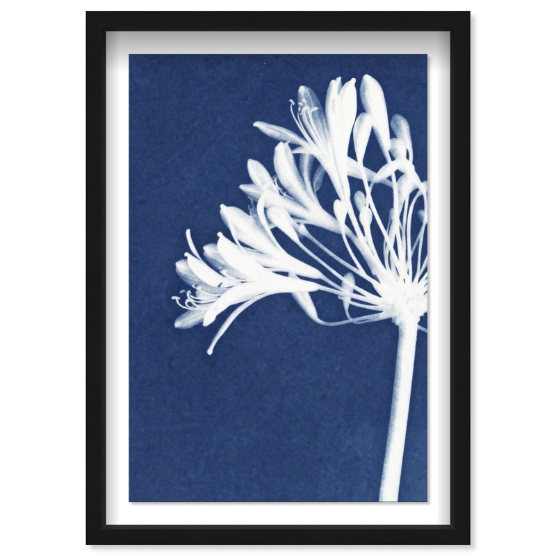 Cyan Bloom Print by Oliver Gal, 25.5"H x 37.5"W, Black Shadowbox