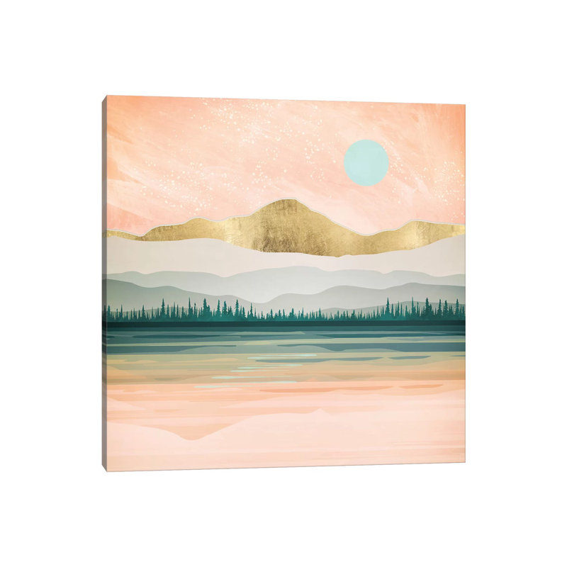 Spring Forest Lake - impression d'art graphique, 12" H x 12" W x 1.5'' D, Toile tendue, Pas de tapis