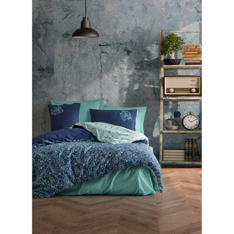 Ensemble de housse de couette 100% coton Bezno, Housse de couette double + 2 taies d'oreiller 31 p