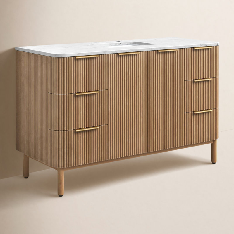 Kensington 54" Single Bathroom Vanity in Reeded Birch, Reeded Birch