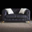 Canapé Chesterfield 61,25 "en velours capitonné 2 places avec pieds en métal et coutures en losange, luxueux canapé avec 2 coussins pour le salon ou le bureau (capacité de 500 livres)-1275476751