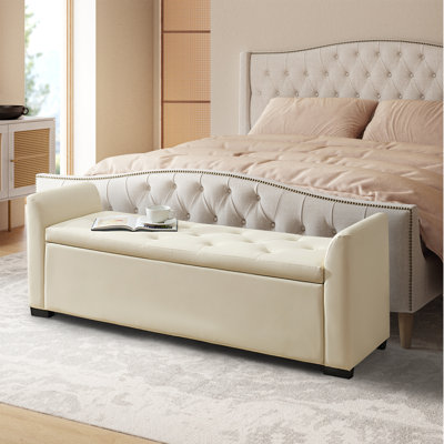 Stilla Transitional 57.75"Wide Tufted Storage Bench with Flared Arms