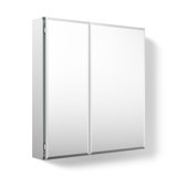 CLC Aluminum Two-Door Medicine Cabinet With Mirrored Doors, Beveled Edges