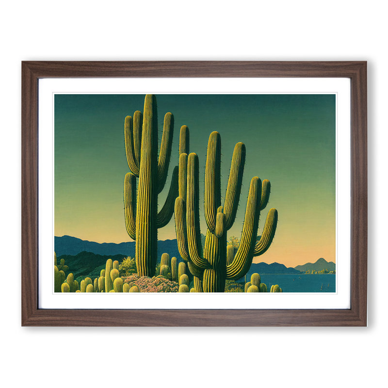 Wild Cactus - Framed Print, 46cm H x 64cm W x 2cm D, Walnut Framed