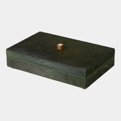 Posh Box-Hair-On-Hide Green 4"H x 8"W x 12"D Box