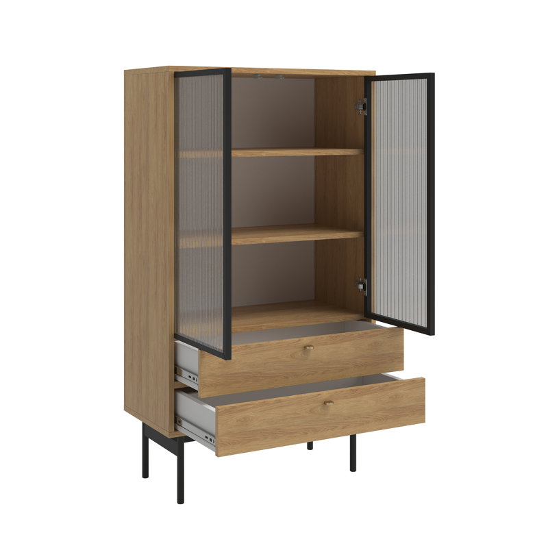 Alyssya Display Cabinet, Natural Hickory