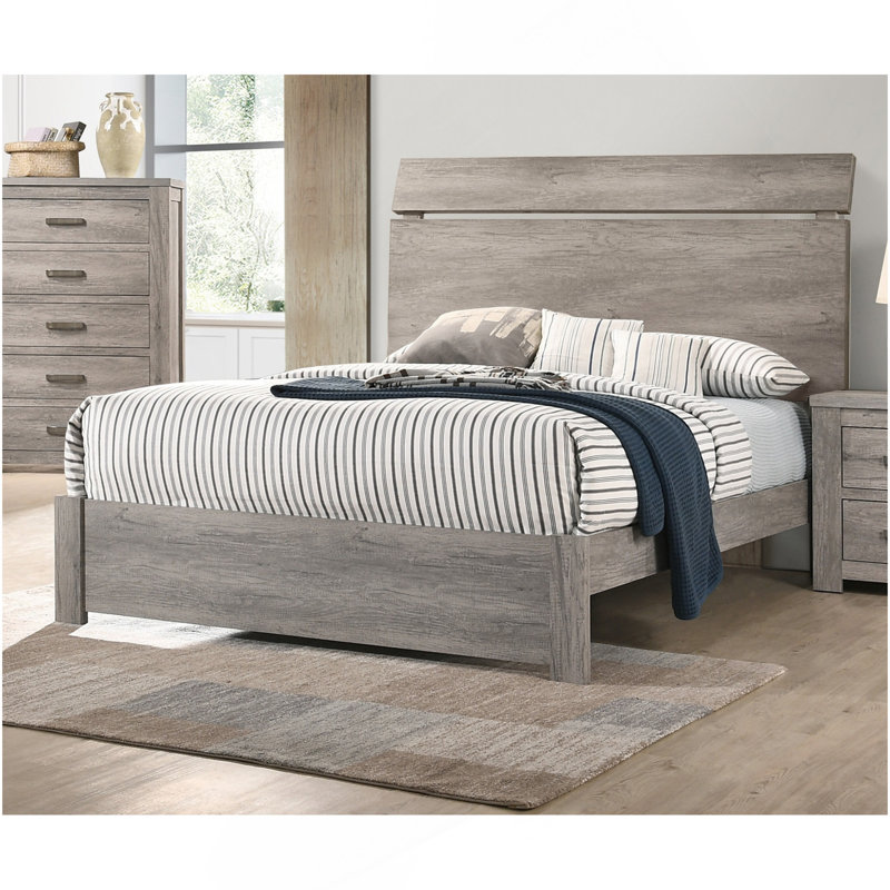 Bois chambre à coucher 1pc grand lit couleur grise cadre de lit papier stratifié mobilier simple moderne, Grand lit