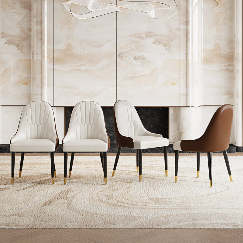 Chaise d'appoint rembourrée en similicuir Frania, Brun / Blanc, 4