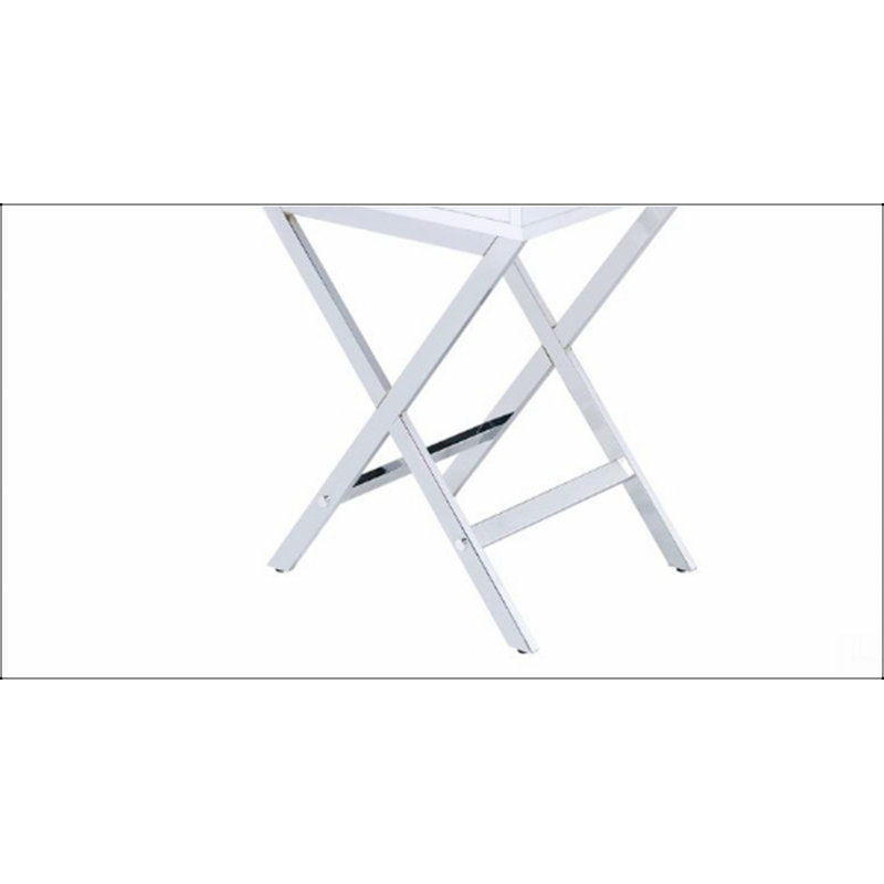 Table d'appoint Coleen, Blanc/chrome