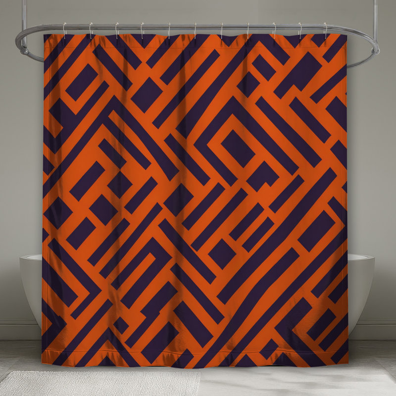 Rideaux de douche orange et noir, L 70 po x H 84 po