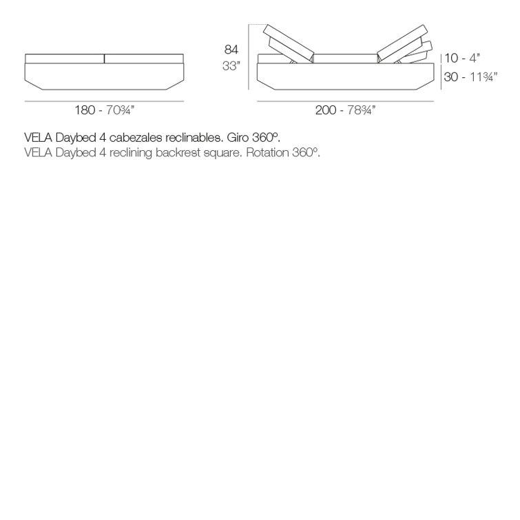 Vela - Daybed with 4 Reclining Backrests - Basic