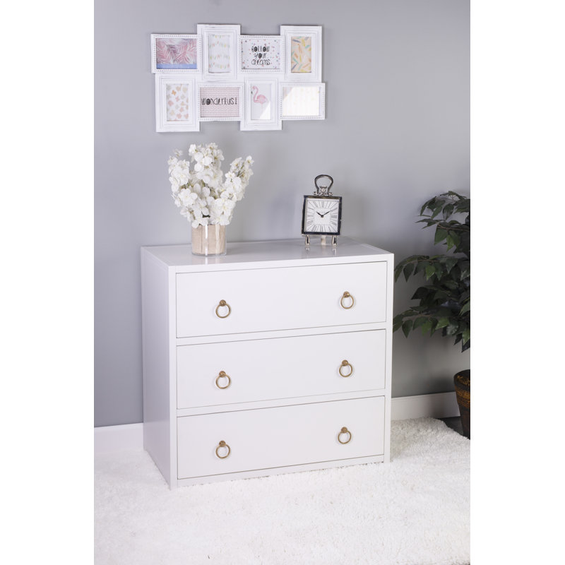 Lark 3 Drawer Dresser, White