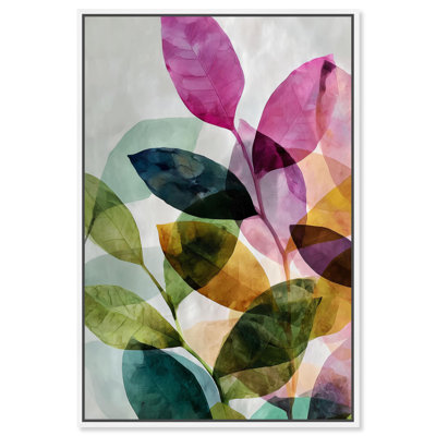 Toile translucide I, reproduction d'art sur toile Palmier rose par Art Remedy, cadre blanc, 24 x 36