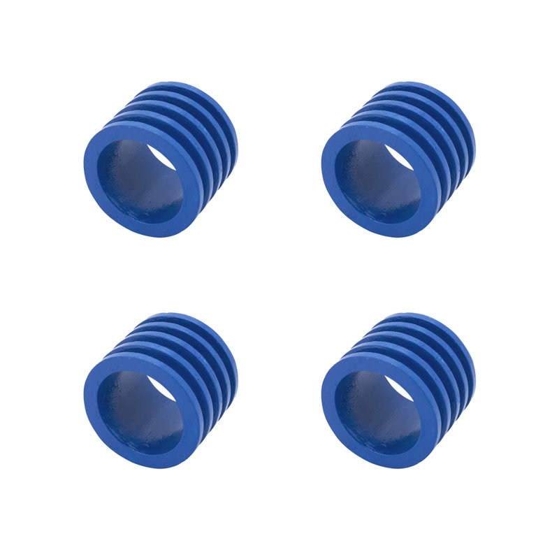 Rond de serviette texturé en bois de manguier, ensemble de 4, Bleu