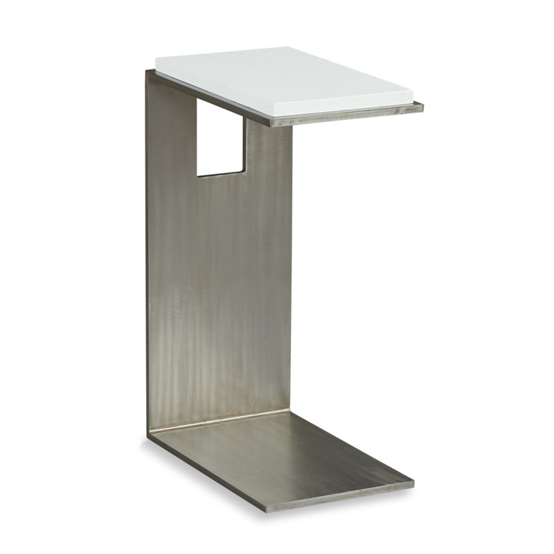 White and Brushed Metal Rectangular End Table