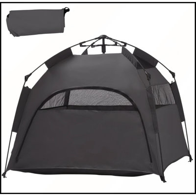 Spacious Dark Gray Dog Tent with Carry Bag for Beach, Backyard, and Home Use