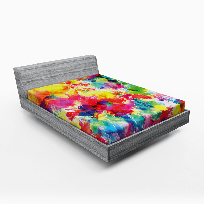 Microfiber Abstract Fitted Sheet, Full Fitted Sheet, Red/Blue Abstract 2