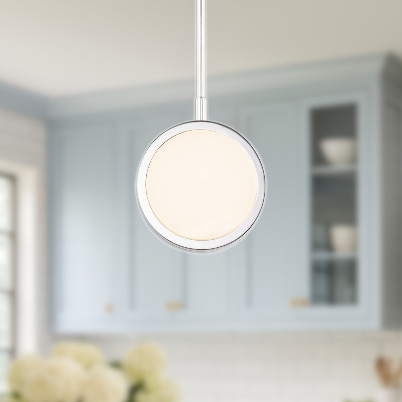 Blanco 1 - Light LED Pendant, Polished Nickel/Alabaster