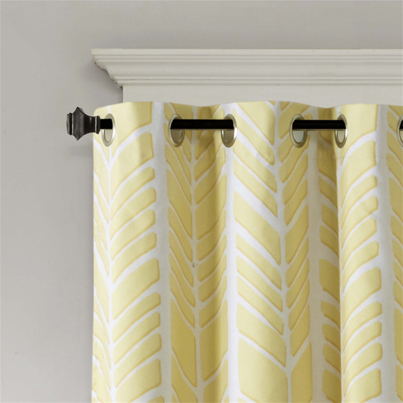 Rideau occultant en polyester Lamaar, Gris/Jaune