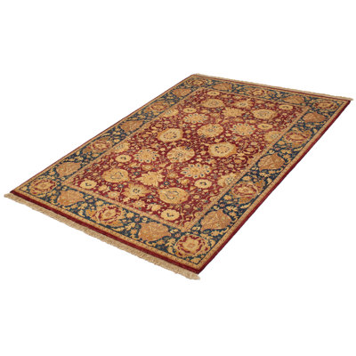 Tapis en laine rouge foncé/doré/bleu 6 pi x 9 po main one-of-kind-noué la 2010 ushak Xanthos