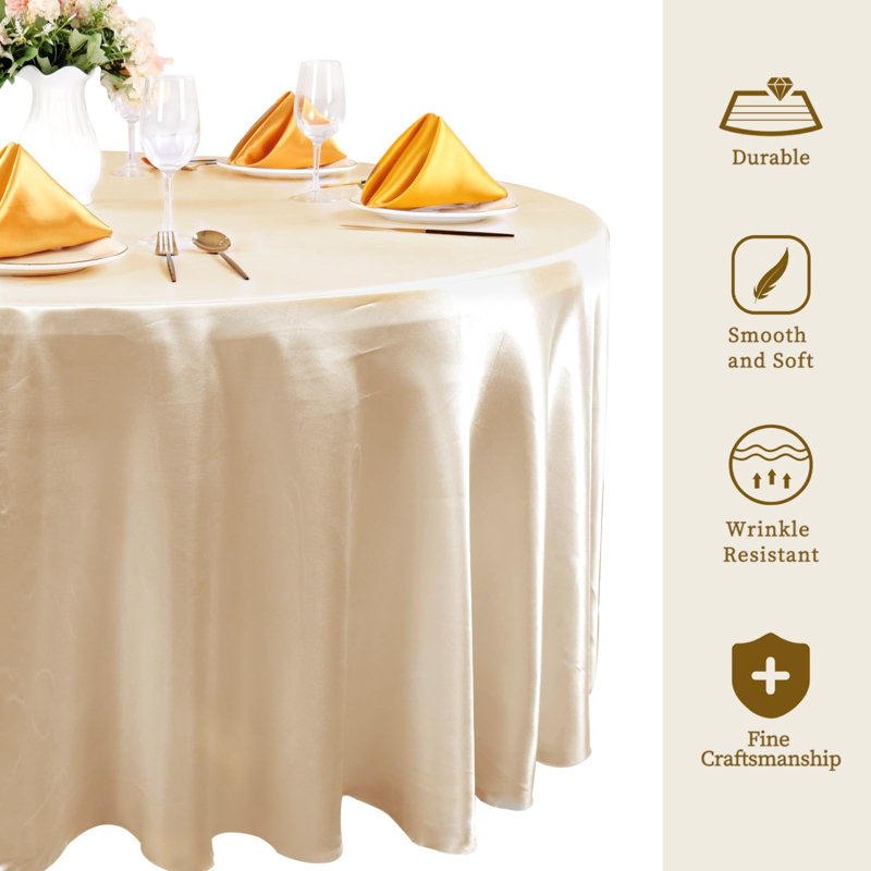Paquet de 12 nappes en satin champagne 120 pouces - Nappe ronde soyeuse de qualité supérieure
