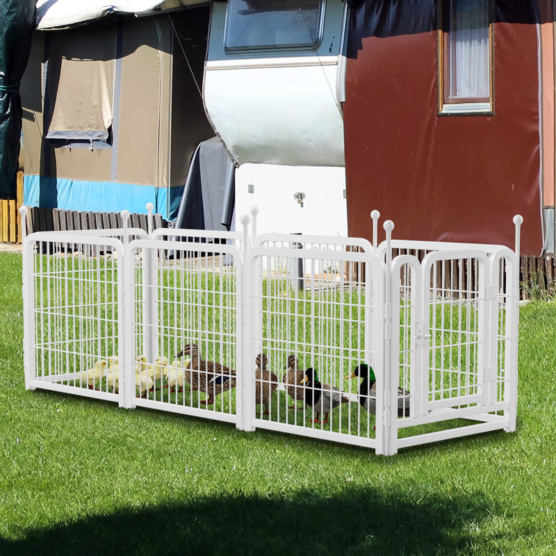Parc pour chien avec 8 panneaux et enclos pour chiots pour chien, H 24,37 po x l 63,07 po x P 62,89 po, Blanc