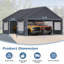 Abri d'auto robuste durable 20 x 20 pi, structure en acier galvanisé et housse imperméable en PE à 3 couches, gris foncé