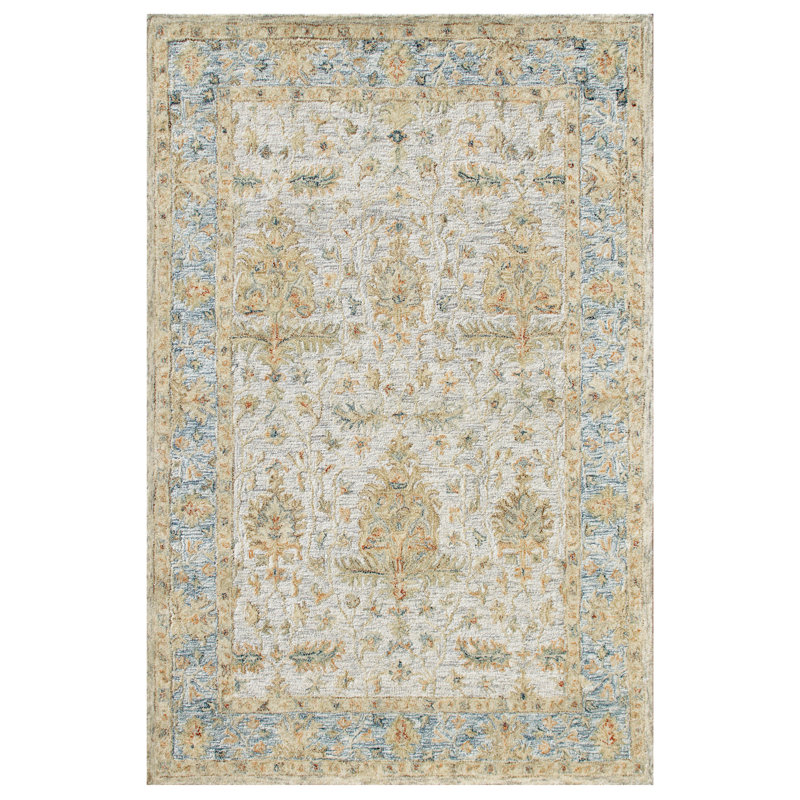 Tapis d'intérieur en laine naturel fait à la main Ella, Rectangle 10 pi x 14 pi