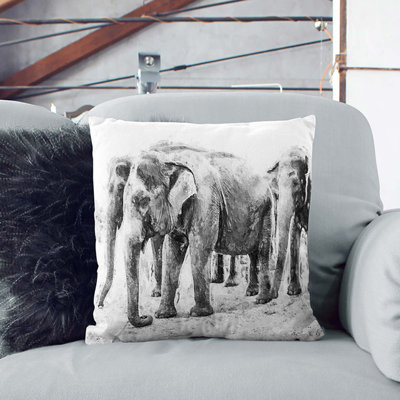 Elephants in Sri Lanka Cushion with Filling